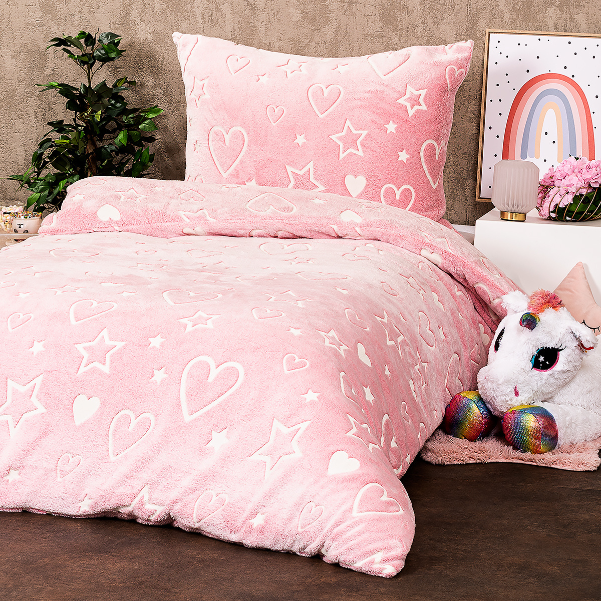 4Home Svietiace obliečky mikroflanel Heart