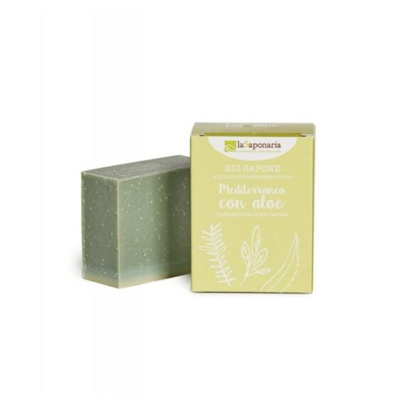 Tuhé olivové mydlo Stredomorské bylinky s aloe vera BIO La Saponaria  100 g