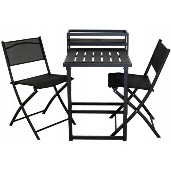 Set balkónového nábytku s kvetináčom Sendy čierna