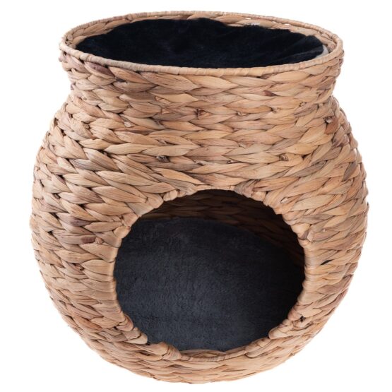 Pletený domček pre mačky s pelechom čierna