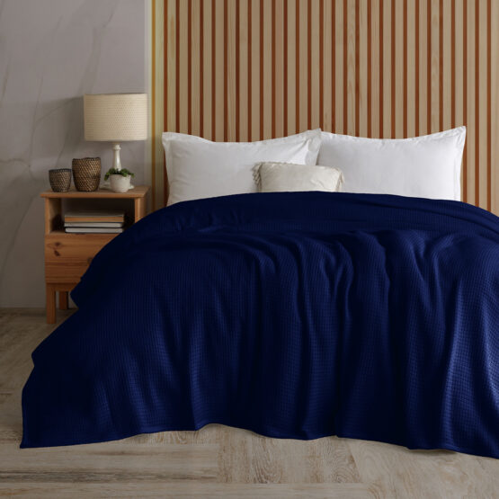4Home Bavlnený prehoz na posteľ Claire navy
