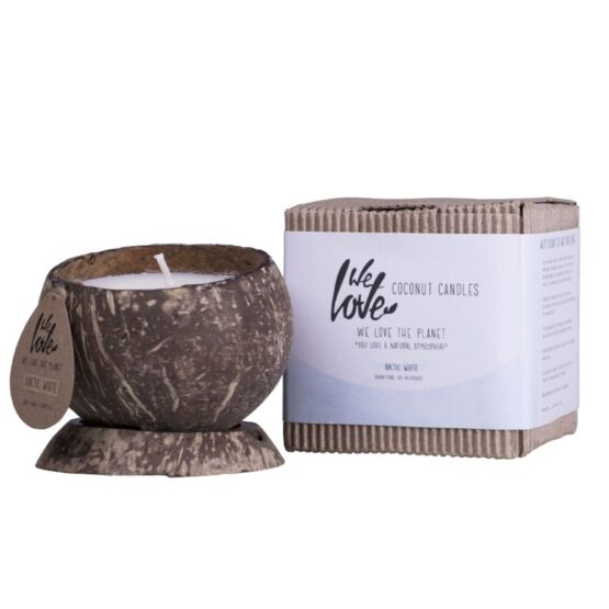 Sójová sviečka v kokosovom orechu "Arctic White" We Love the Planet 190 g