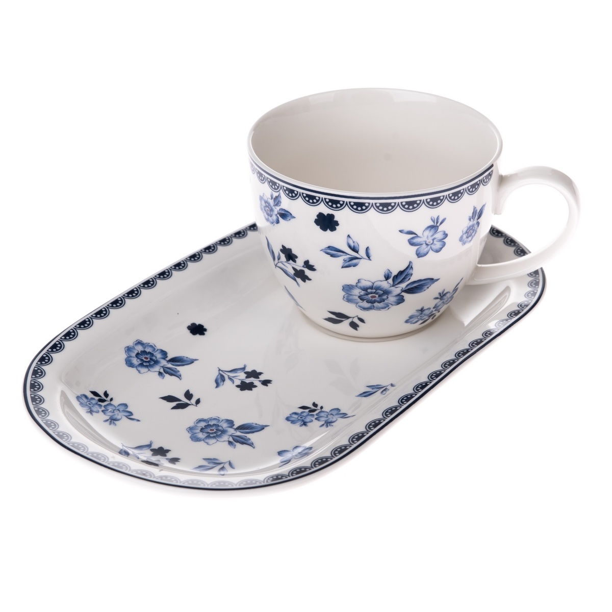 Porcelánový hrnček s podnosom Floral