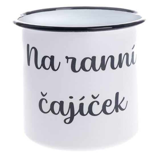 Smaltovaný hrnček "Na ranní čajíček"