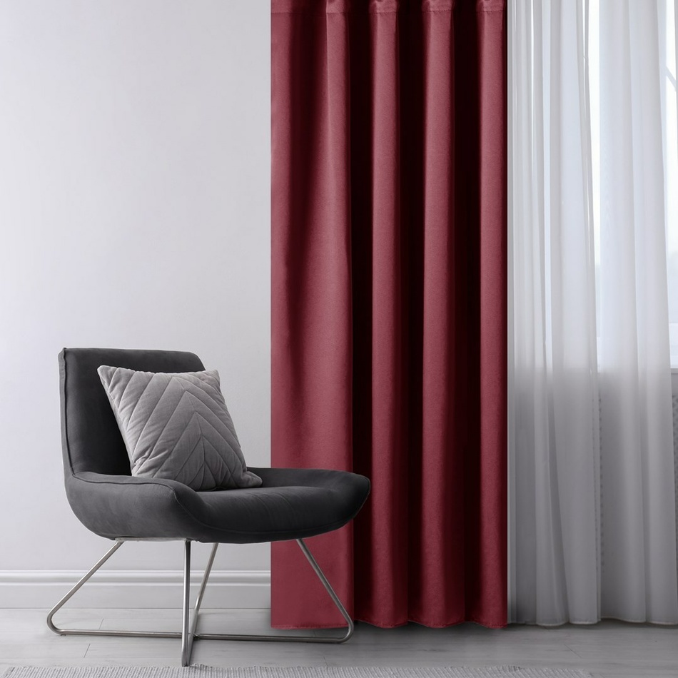 AmeliaHome Záves Blackout Oxford Pleat vínová