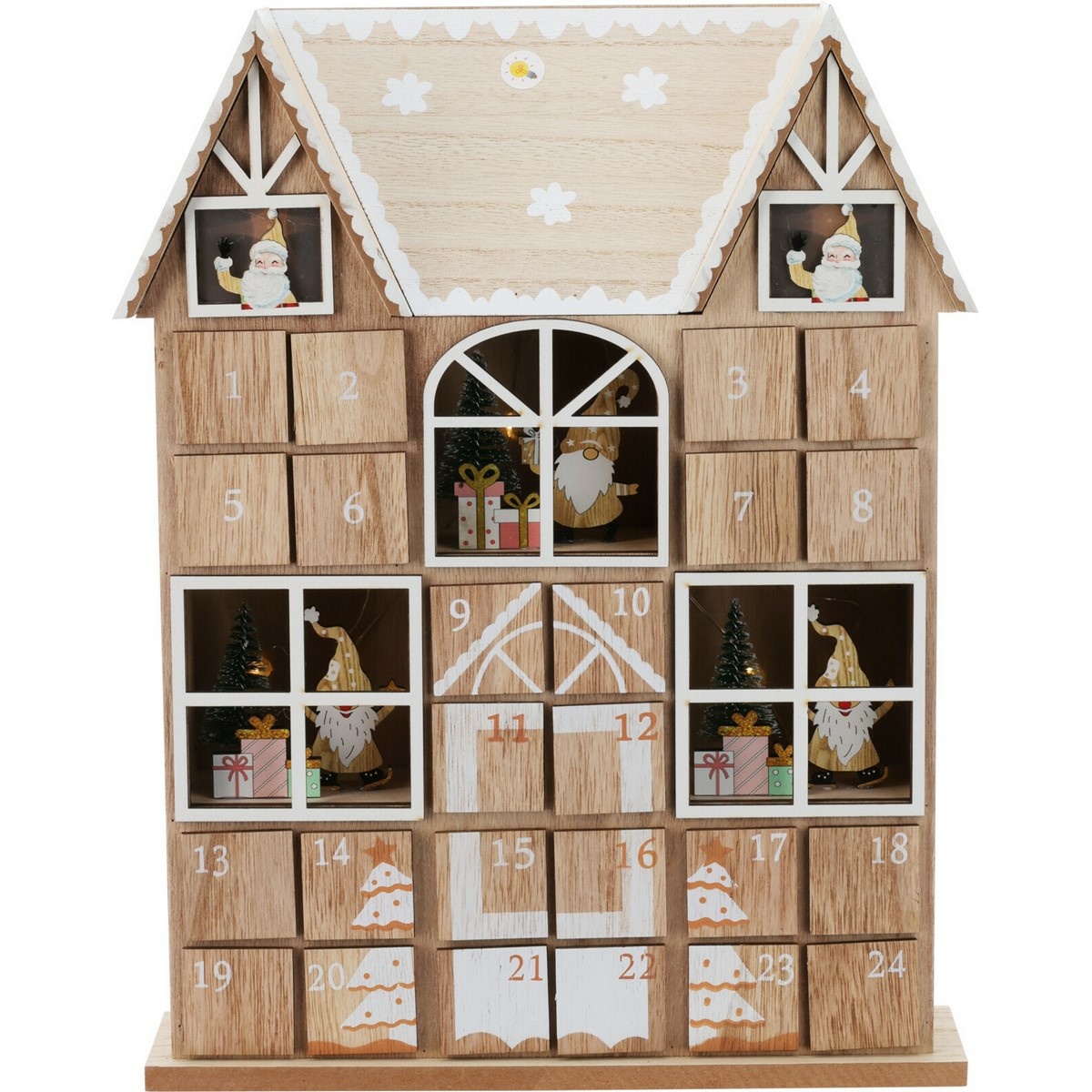 Adventný kalendár s LED svetielkami Santa´s house hnedá