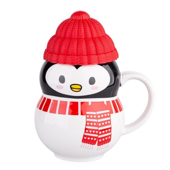 Altom Vianočný hrnček so silikónovým viečkom Penguin