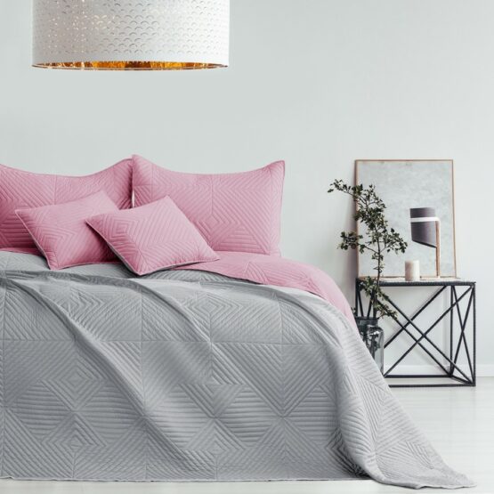 AmeliaHome Prehoz na posteľ Softa palepink - pearlsilver