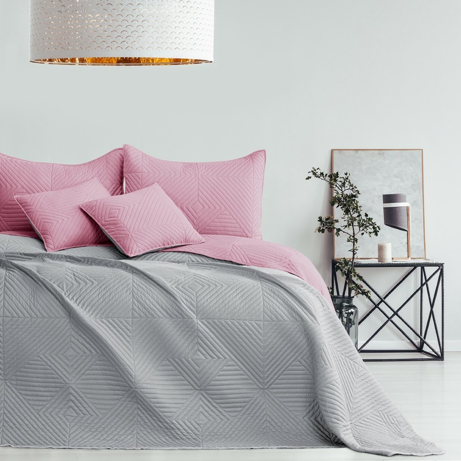 AmeliaHome Prehoz na posteľ Softa palepink - pearlsilver