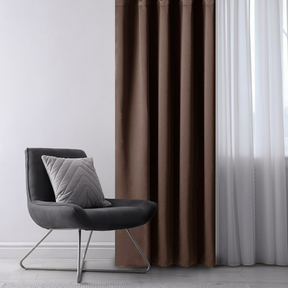 AmeliaHome Záves Blackout Oxford Pleat tmavohnedá
