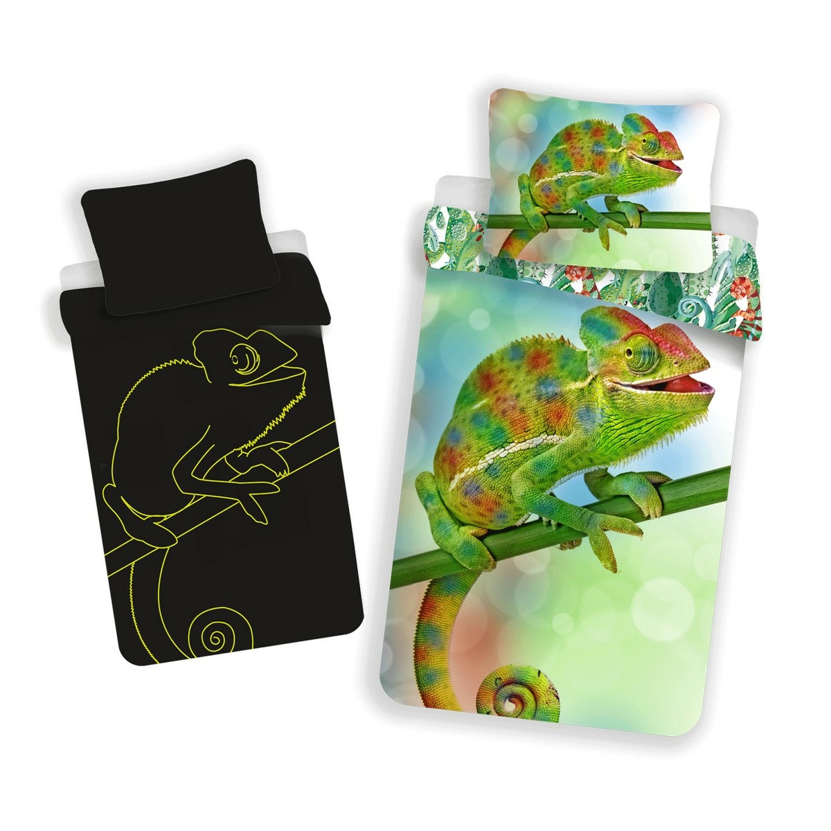 Jerry Fabrics Bavlnené obliečky Chameleón svietiace