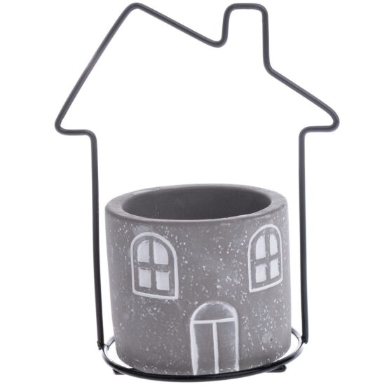 Betónový obal na kvetináč House sivá