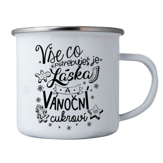 Bohemia Gifts Vianočný plechový hrnček - Láska a Vánoce