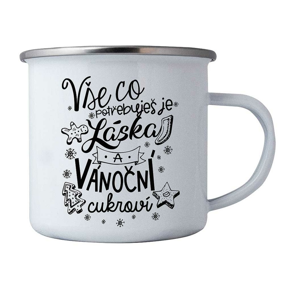 Bohemia Gifts Vianočný plechový hrnček - Láska a Vánoce