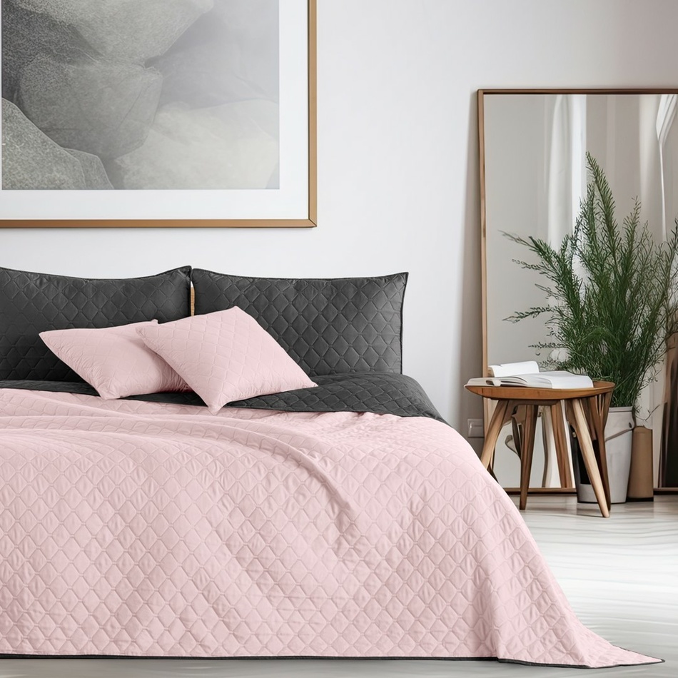DecoKing Prehoz na posteľ Axel ružová/oceľová