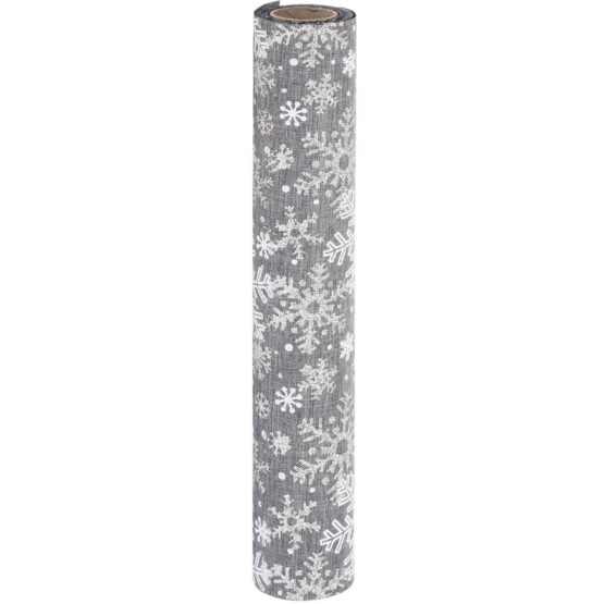 Dekoratívna látka Big snowflakes sivá