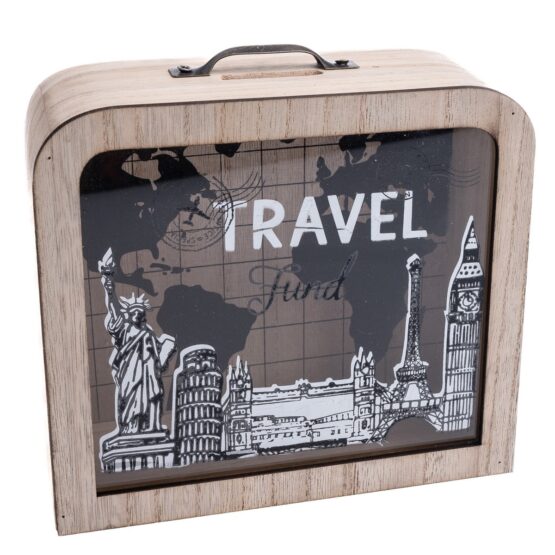 Drevená pokladnička so sklom Travel