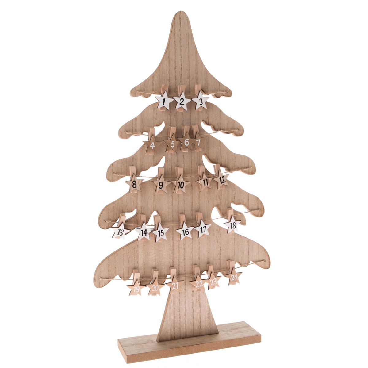 Drevený adventný kalendár Stromček hnedá