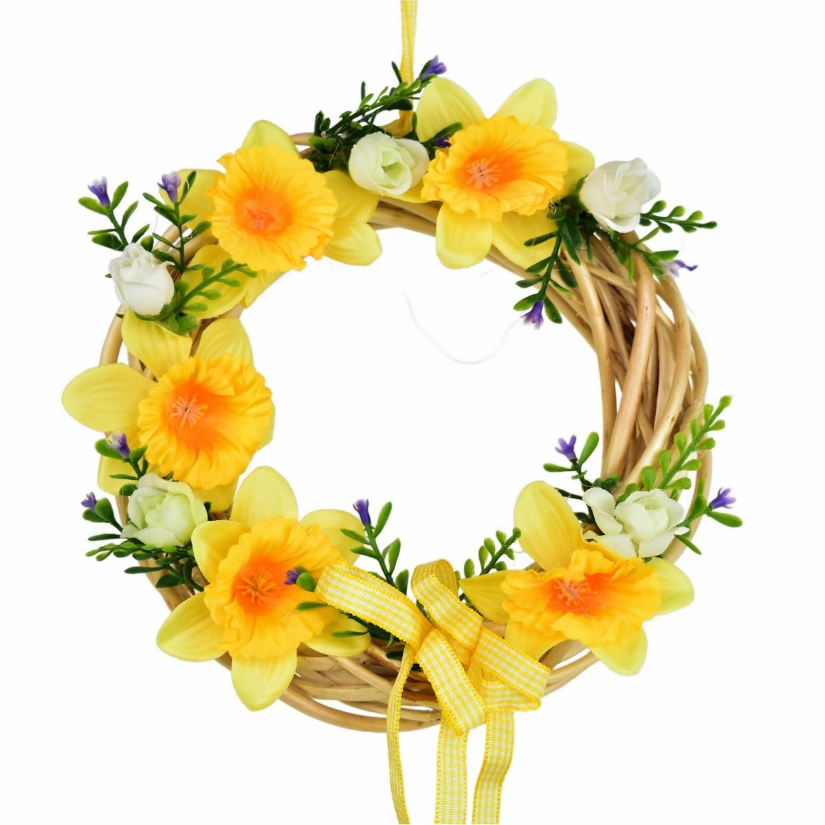 Jarný prútený veniec žltý narcis