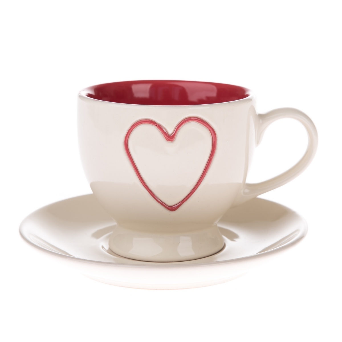 Keramická šálka s podšálkou Red Heart