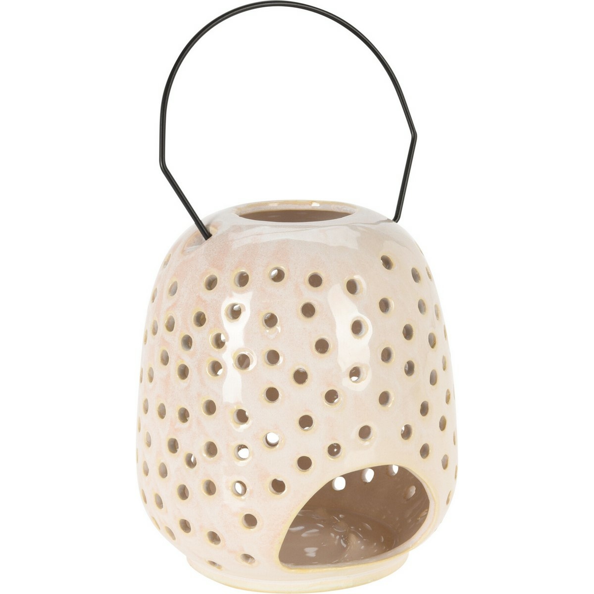 Keramický lampáš Dots krémová