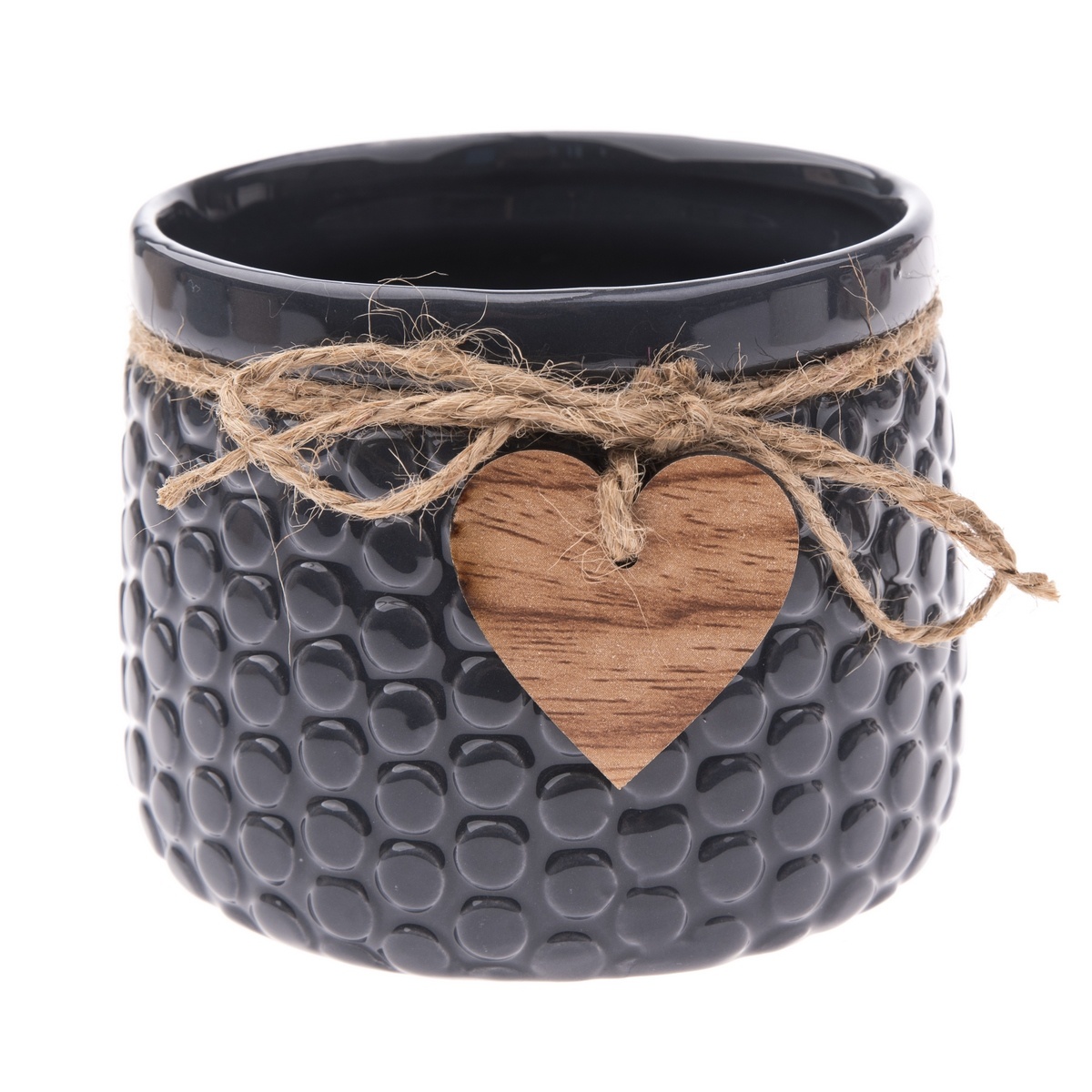 Keramický obal na kvetináč Wood heart tmavomodrá