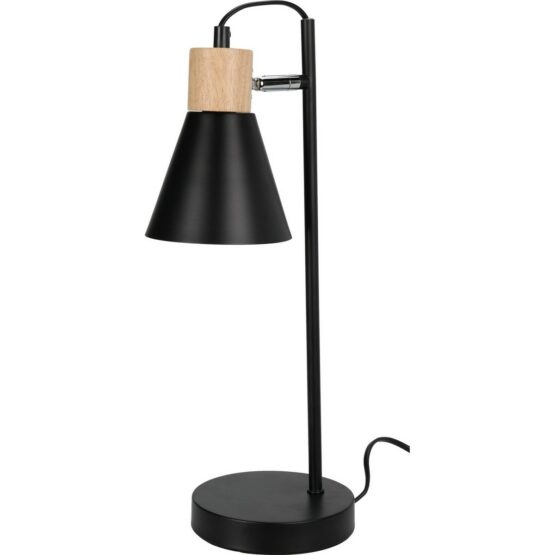 Kovová stolná lampa s dreveným podstavcom Solano čierna
