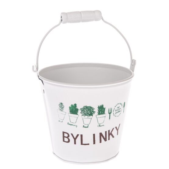 Kovový obal na kvetináč Bylinky biela