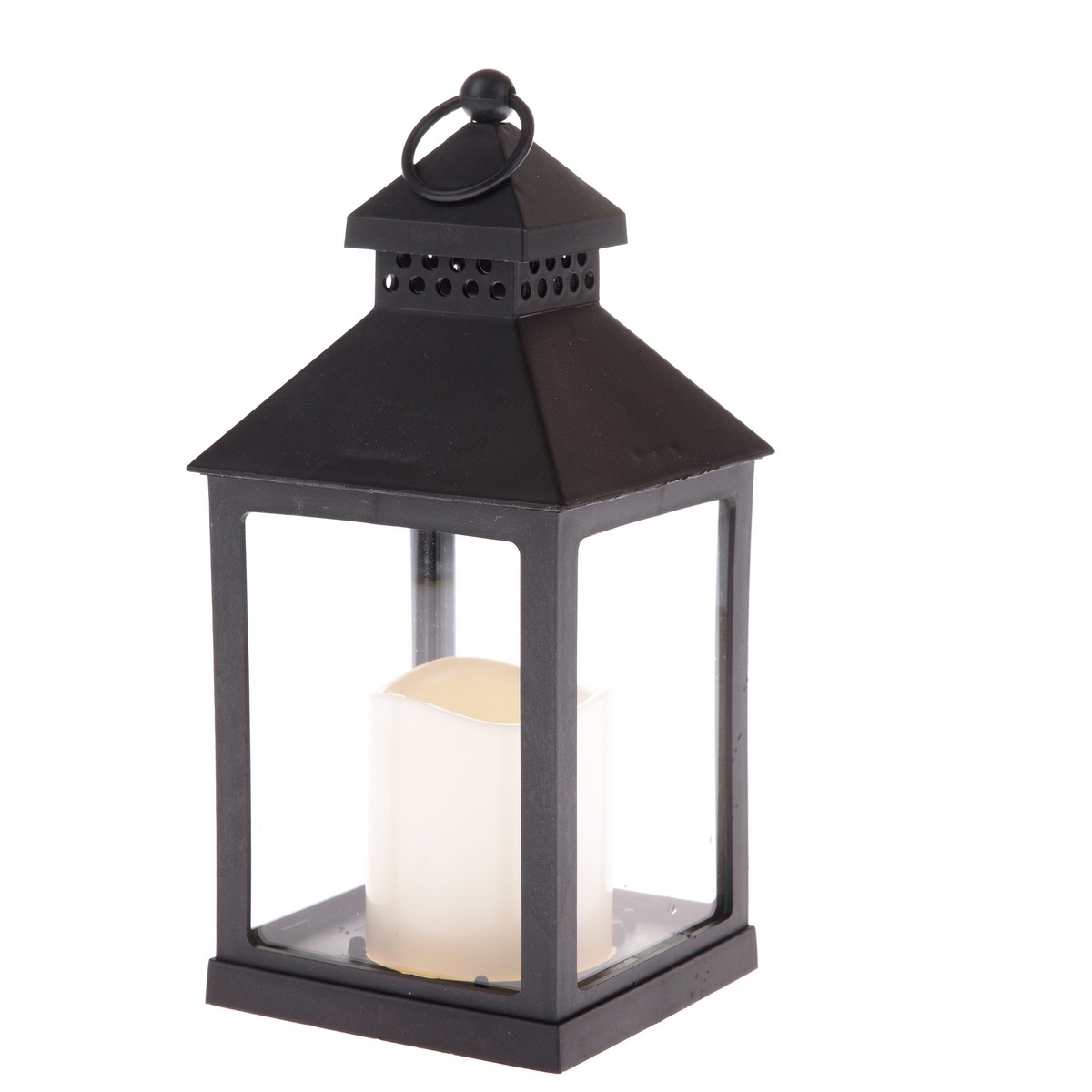Lampáš s LED sviečkou Vintage čierna