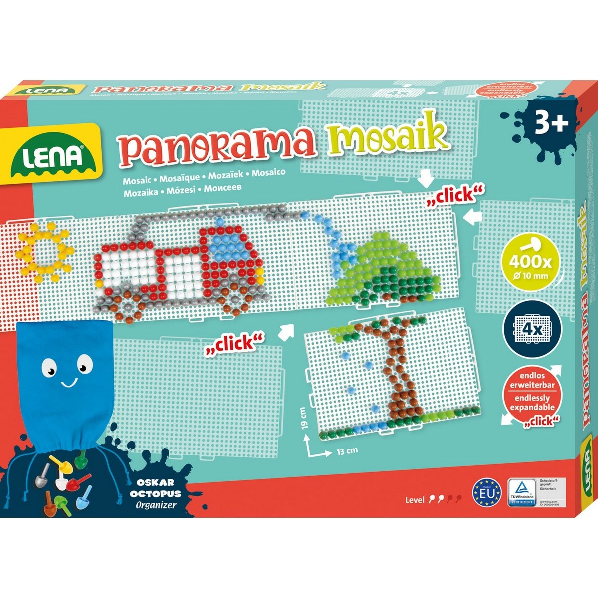 Lena Mozaika klobúčik 1cm hladký farebný panorama XL 400ks v krabici 33x24x4