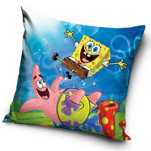 Carbotex Obliečka na vankúšik Sponge Bob a Patrikova Trampolína