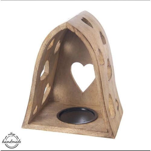 Orion Svietnik z mangového dreva Heart bell