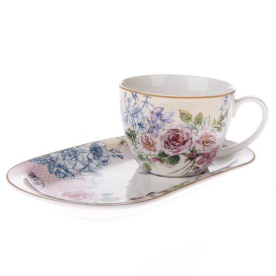 Porcelánový hrnček s podnosom Roses