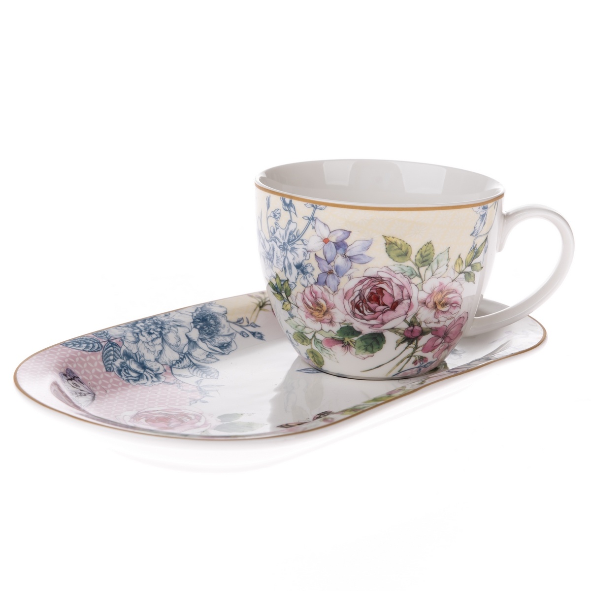 Porcelánový hrnček s podnosom Roses