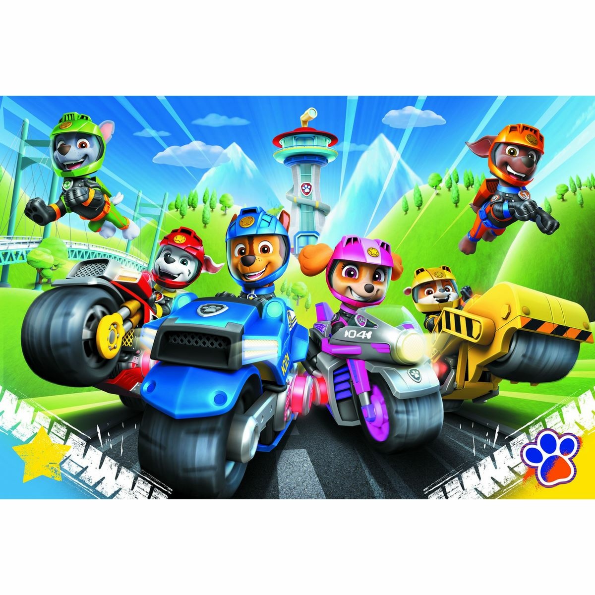 Puzzle Labková patrola na motorkách Paw patrol 100 dielikov