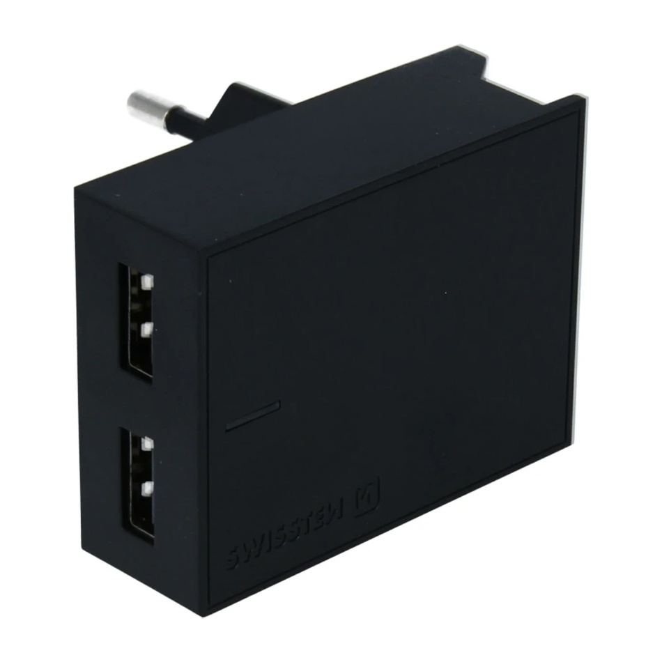SWISSTEN Adaptér 230V/3A  2xUSB + USB-C kábel 1