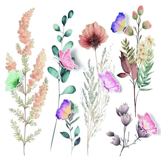 Samolepiaca Watercolor Flowers