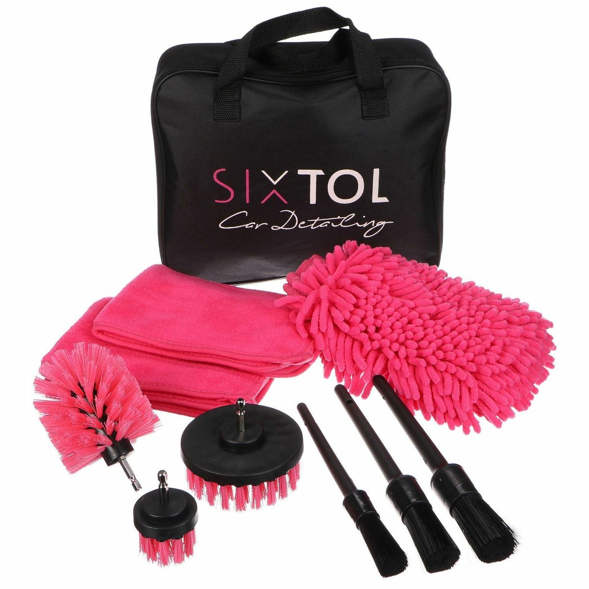 Sixtol Multifunkčná sada nástrojov na čistenie a umývanie auta CAR DETAILING PINK 9