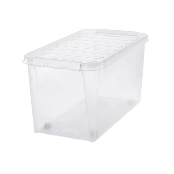SmartStore Úložný box s bielymi klipmi a kolieskami Classic