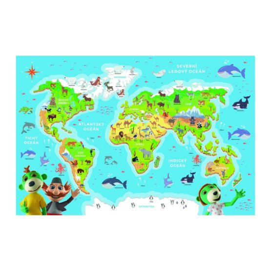 TREFL Puzzle Treflíci poznávají zvířátka světa 48 dílků