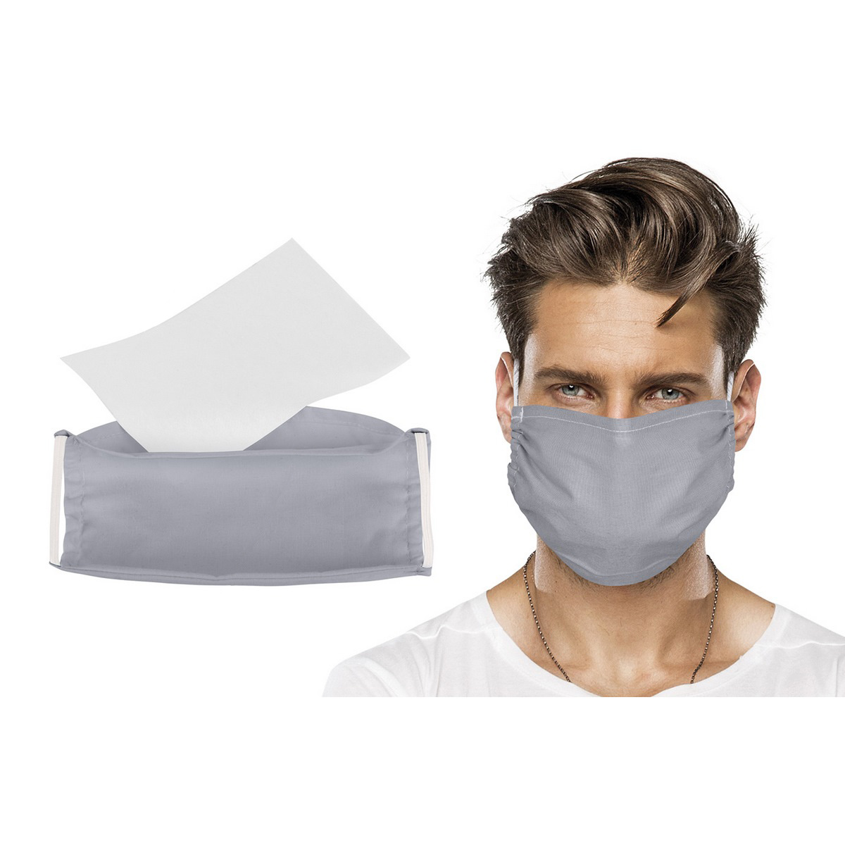 Bellatex Ústne bavlnené rúško svetlosivá + NANO filter