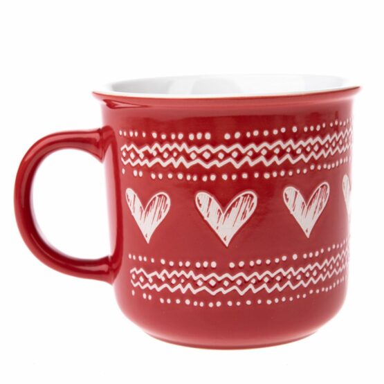 Vianočný keramický hrnček Christmas heart II červená