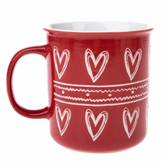 Vianočný keramický hrnček Christmas heart II červená