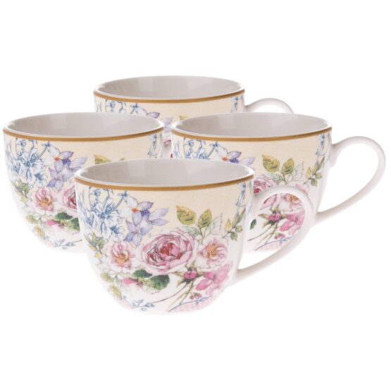 4-dielna sada porcelánových šálok Roses