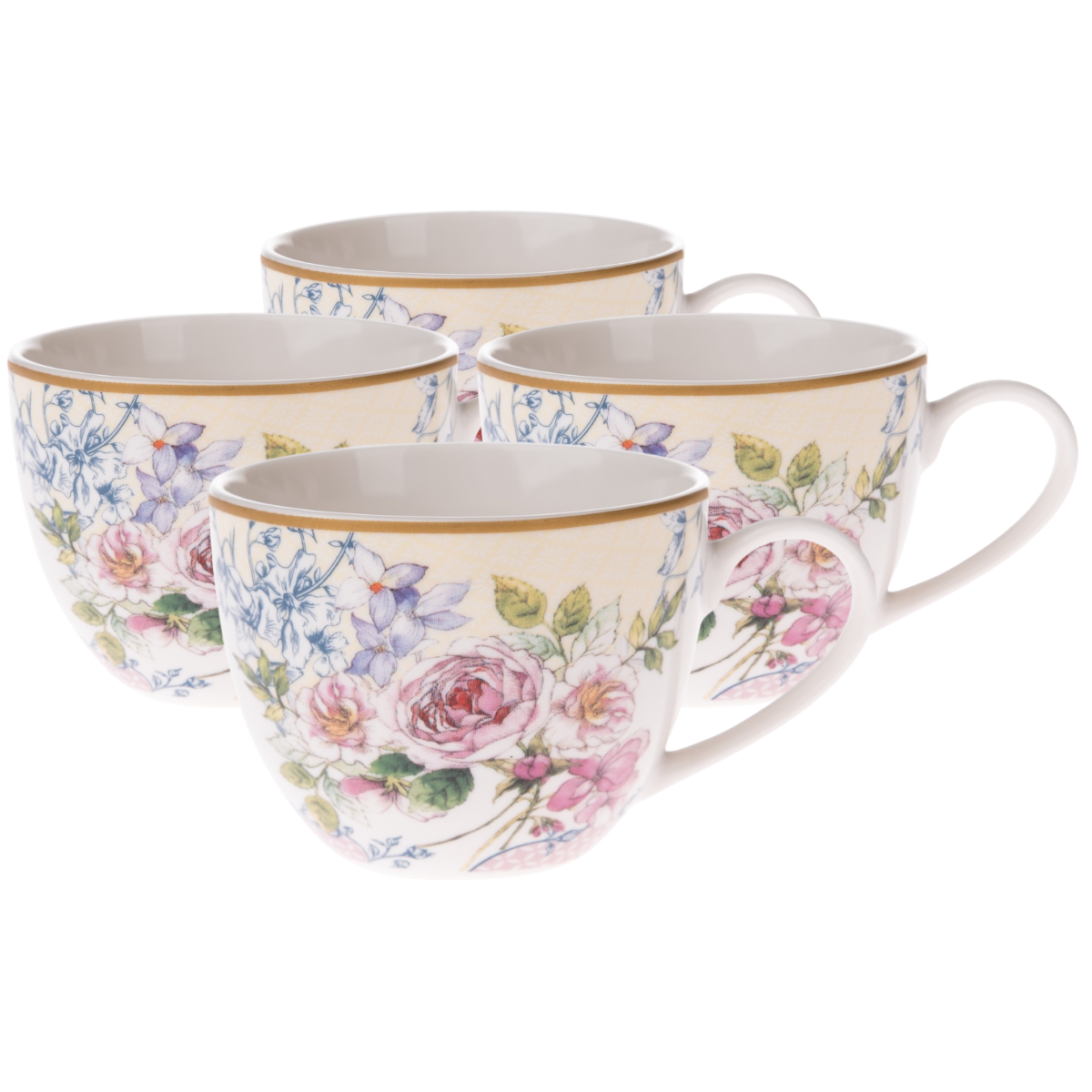 4-dielna sada porcelánových šálok Roses