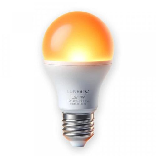 LED Oranžová žiarovka E27 bez modrej zložky na lepší spánok Lunesto