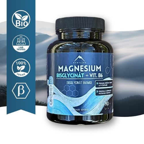 Magnézium bisglycinát + vitamín B6 Hrotlife 90cps