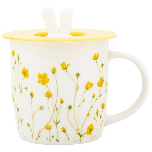 Altom Porcelánový hrnček Marigolds so silikónovým viečkom