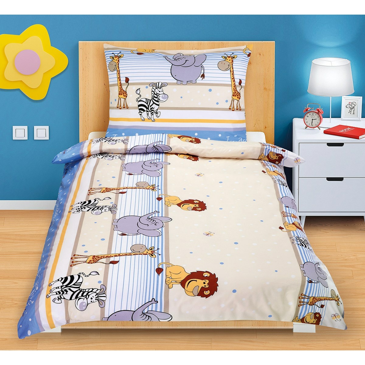 Bellatex Bavlnené obliečky Junior Safari modrá