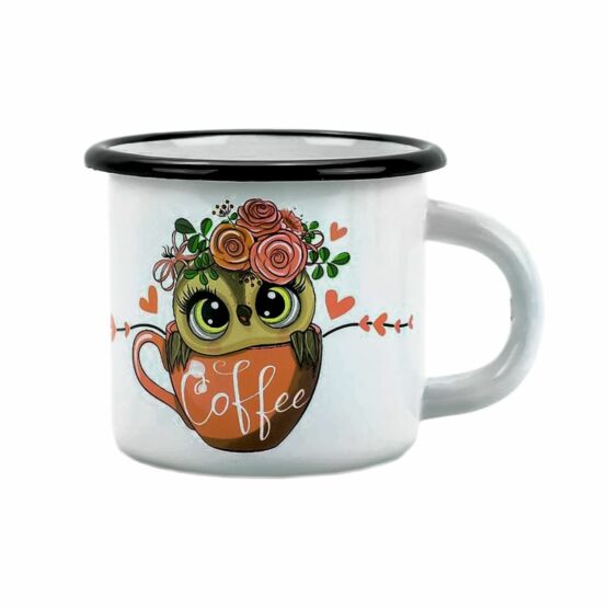 Belis Smaltovaný hrnček Sova coffee